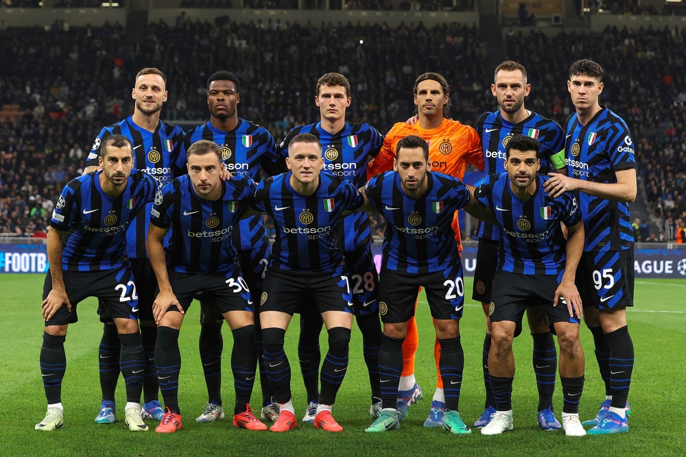 Foto de equipo del Inter de Milán antes de un partido.