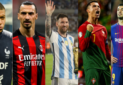 Kylian Mbappé, Zlatan Ibrahimovic, Lionel Messi, Cristiano Ronaldo and Luis Suárez