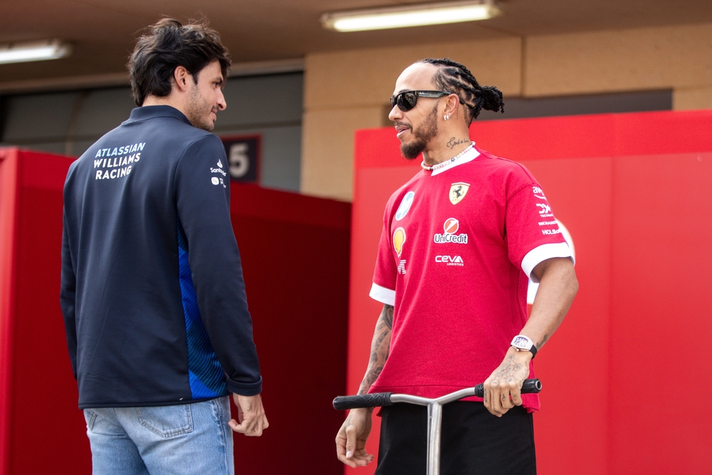 Lewis Hamilton, Charles Leclerc at Sakhir Bahrain.