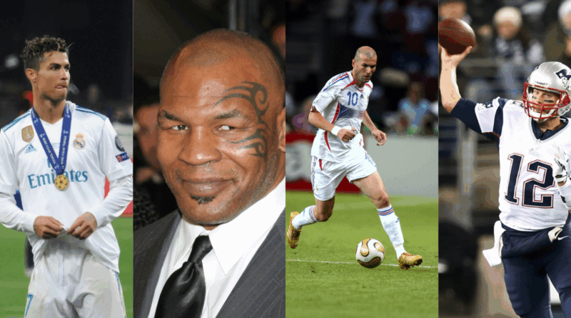 Cristiano Ronaldo, Mike Tyson, Zinedine Zidane, Tom Brady