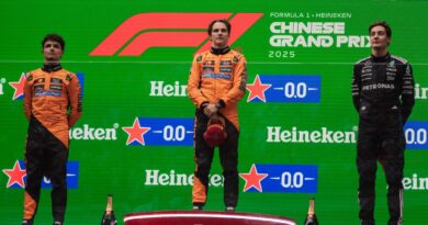 F1 podium, Oscar Piastri, Lando Norris, Geroge Russel