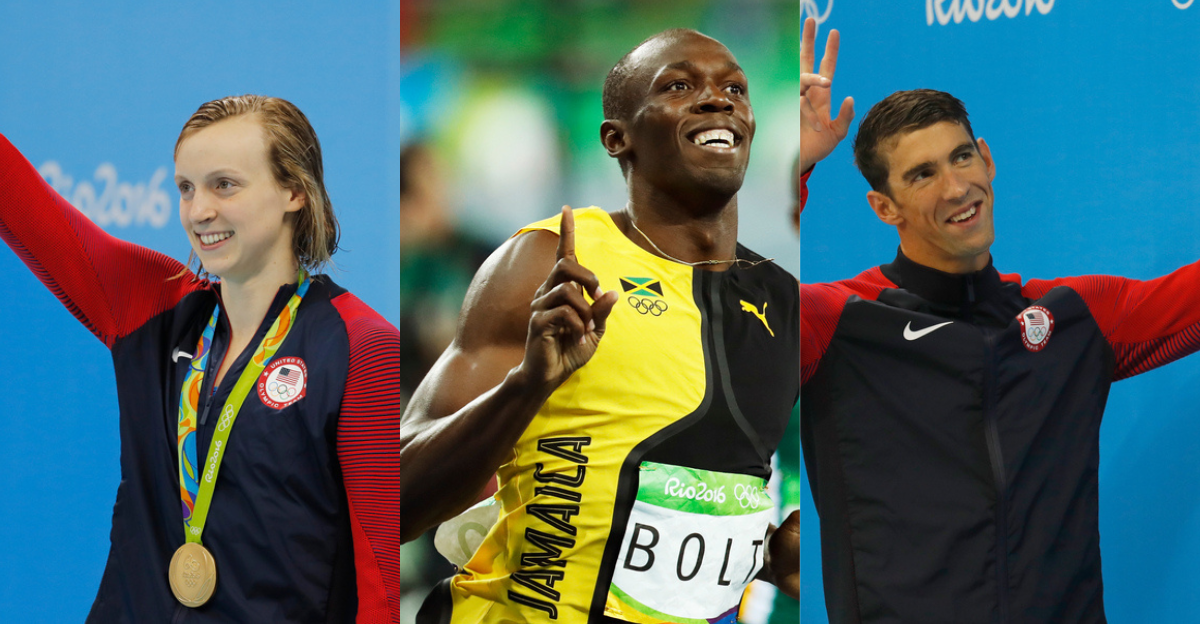 katie ledecky, Usain Bolt, Michael Phelps.