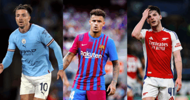 Jack Grealish, Phillipee Couthinho, Declan Rice