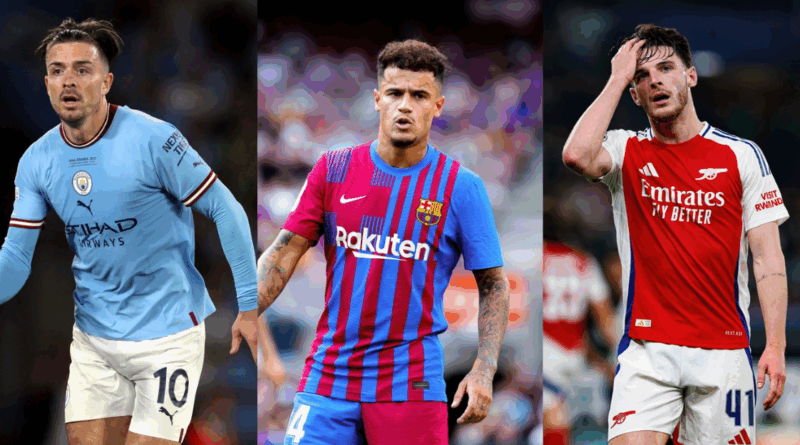 Jack Grealish, Phillipee Couthinho, Declan Rice