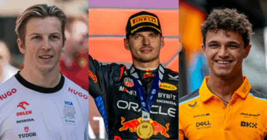 Liam Lawson, Max Verstappen, Lando Norris,