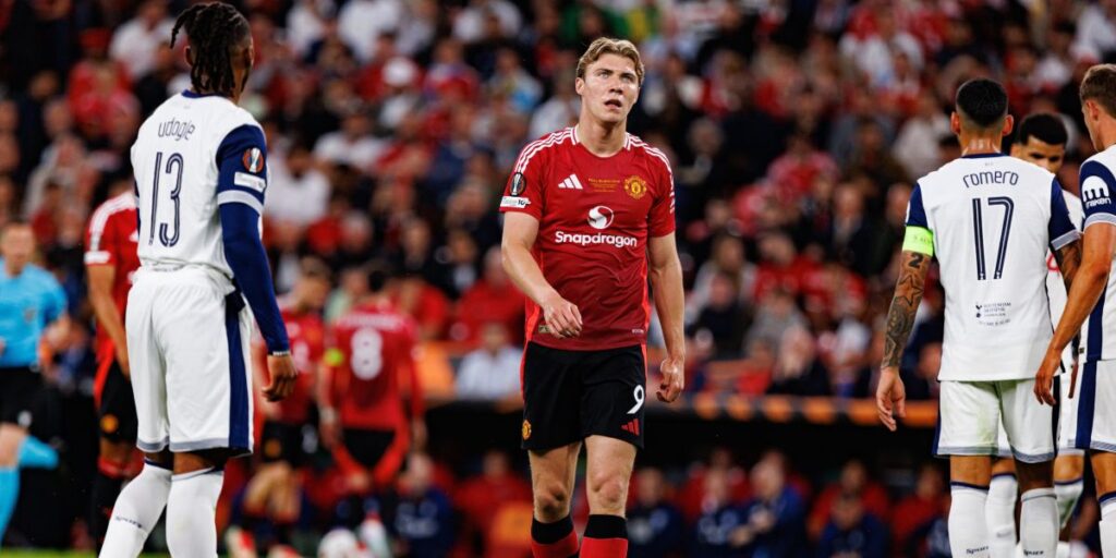 Rasmus Hojlund set under UEFA Europa League 2025 finalekamp mellem Tottenham Hotspur FC og Manchester United FC