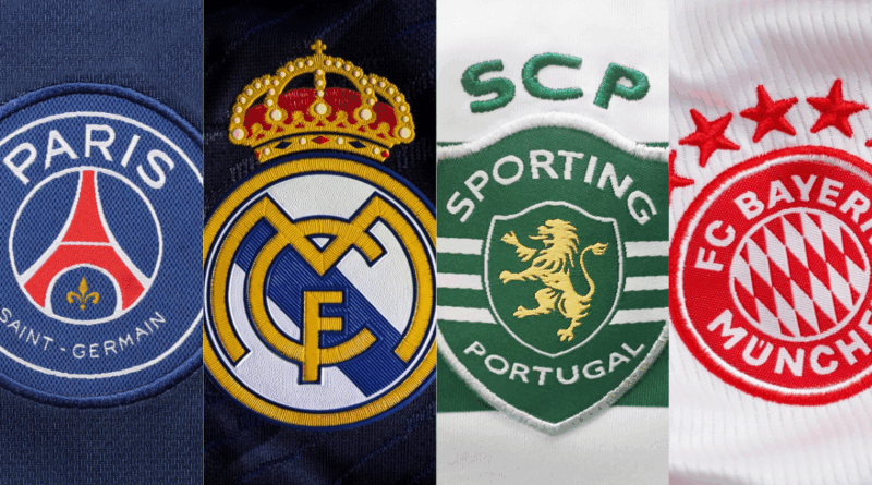 PSG, Real madrid, Sporting CP, Bayern Munich