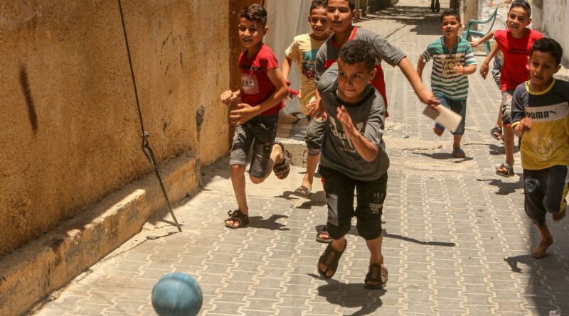 Palestinian kids playing ball